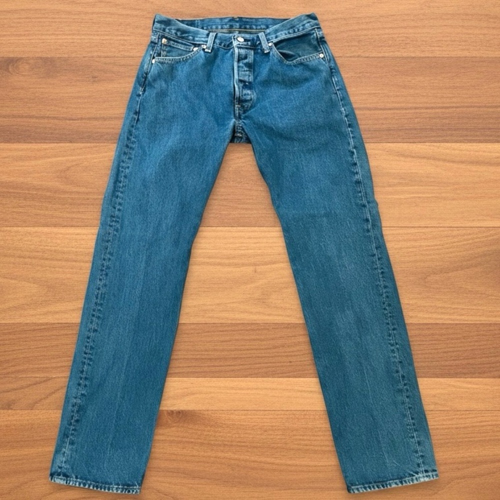 Levi's 501 Jeans Men's 31 X 31 Blue Button Butterfly Straight Leg Cotton Classic